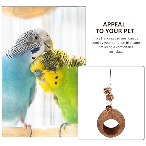 Fourniture pour oiseaux : nid suspendu en noix de coco durable