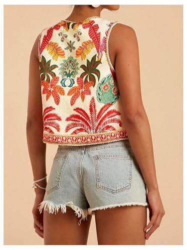 GORGLITTER Women's Western Vest Tie Front Tops Boho Vintage Country Concert Rodeo Cowgirl Outfits Trendy 20252