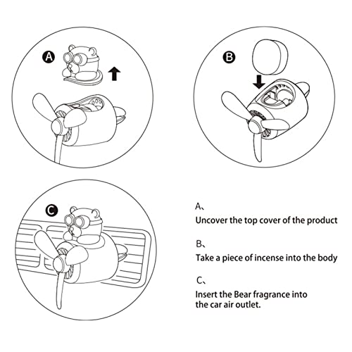 Purificadores de ar para carro, fofo urso piloto difusor rotativo hélice giratória para saída de ar,