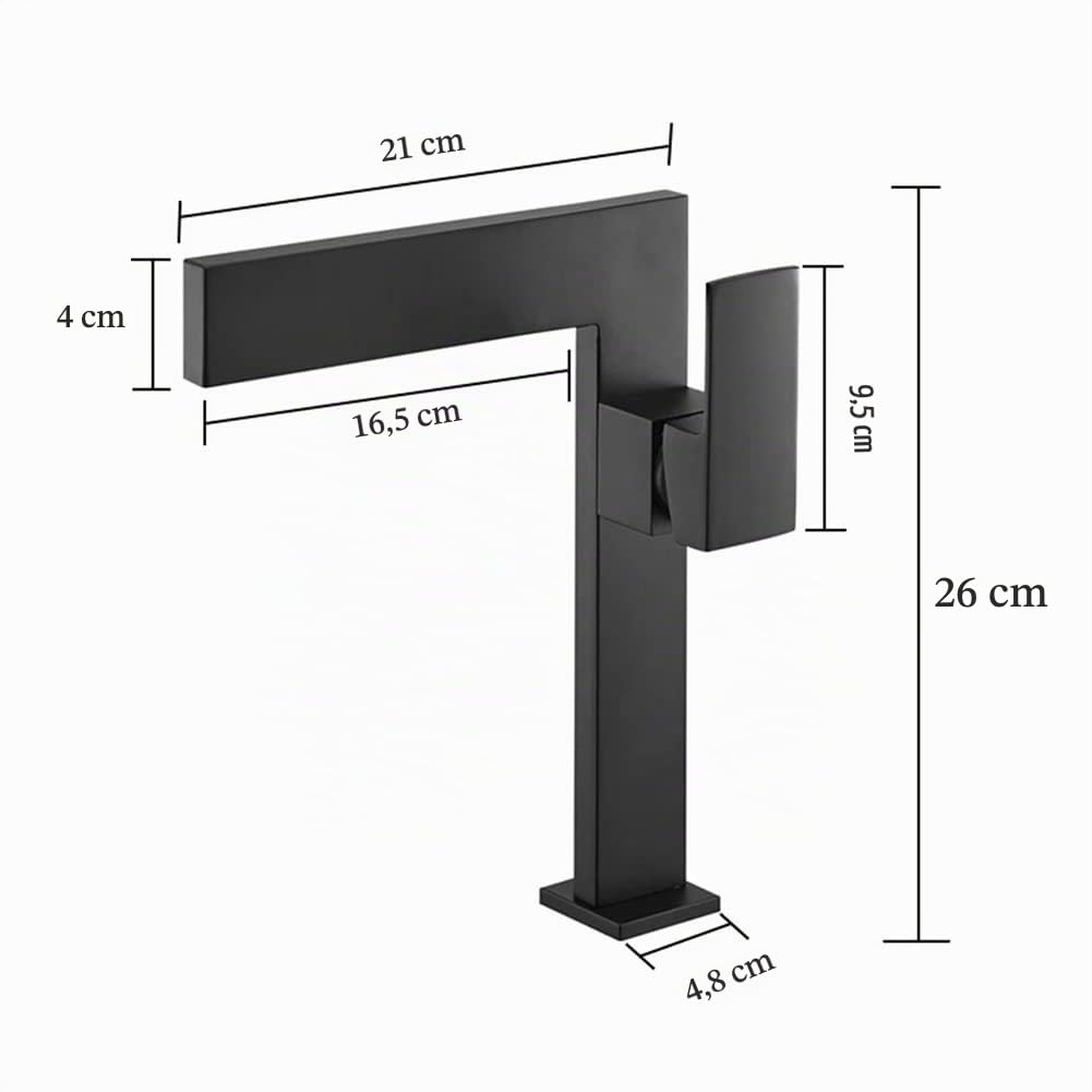 Wasserfall Wasserhahn Bad Waschtischarmaturen, Moderner Stil Messing Einhandmischer Waschtischarmatur Hoch, Schwarz
