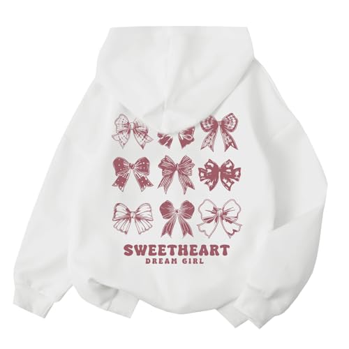 Lubpow Girl's Cute Pink Bow Hoodie Aesthetic...