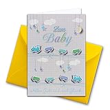 Tarjeta de felicitación para nacimiento con sobre en formato XXL DIN A4, juego de tarjetas dobles con sobre