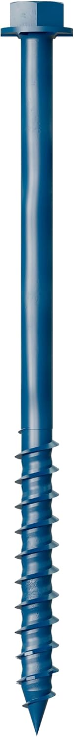 Simpson Strong-Tie TNT25400H Titen Turbo — 1/4 in. x 4 in. Hex-Head Concrete and Masonry Screw, Blue (100-Qty)