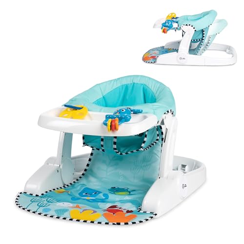 Baby Einstein Unisex Sea of Support 2 In 1 Sit Up Floor Seat with Soft Seat Pad, Store Tray, and Sea of Sensory Details, Multicolor