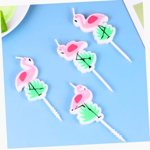 Image of WP WANNA PARTY Flamingo Theme Cake Candles for Hawaiian, Summer, Tropical Theme Parties - Set of 5 Whimsical Pink Novelty Candles