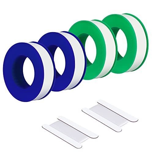 ducha solar SAVITA 4 Rollos Cinta de Sellado de Teflón, 0,5 x 552 Pulgadas Cinta PTFE con 2 Piezas 0,5 x 39 Pulgadas Cinta de Teflón Portátil para Cabezal de Ducha Sellado de Tuberías de Agua