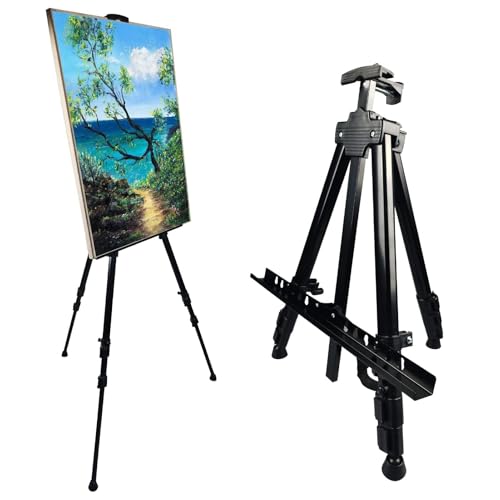 Art Painting Display Artist Easel Stand,Ns Jymb Portable Metal Adjustable Easels for Painting Canvases Height from 17 to 66 Inch,Carry Bag for Table-Top/Floor Didplaying and Wedding Signs - Black