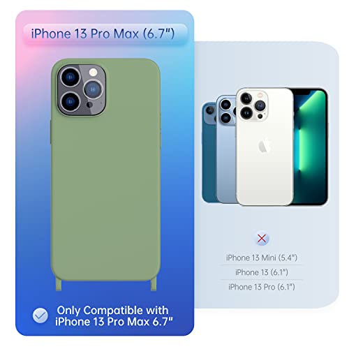Image of Compatible with iPhone 13 Pro Max Case, Crossbody Phone Case with Strap Neck Lanyard Adjustable, Shockproof Drop Protection Silicone Phone Cover for iPhone 13 Pro Max, 6.7'' Mint Green