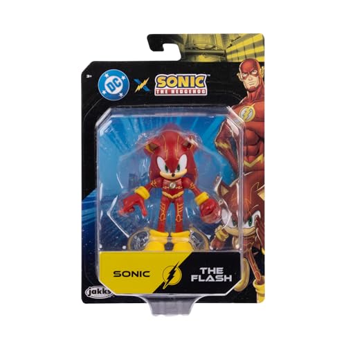 DC x Sonic als The Flash 6 cm Actionfigur, offiziell lizenziert von Jakks Pacific, hochbeweglich und detailreich gestaltet, Sammlerverpackung