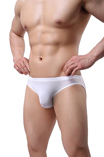 Lsamdir Men's Bikini Underwear Silky Briefs L,2Black-2White,Pack Of 4 #TOP6