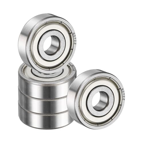 uxcell 5 Pack 627ZZ Deep Groove Ball Bearings, 7x22x7mm Chrome Steel Double Shield Bearing for Electric Motor, Home Appliances, Garden Machinery, (ABEC5)