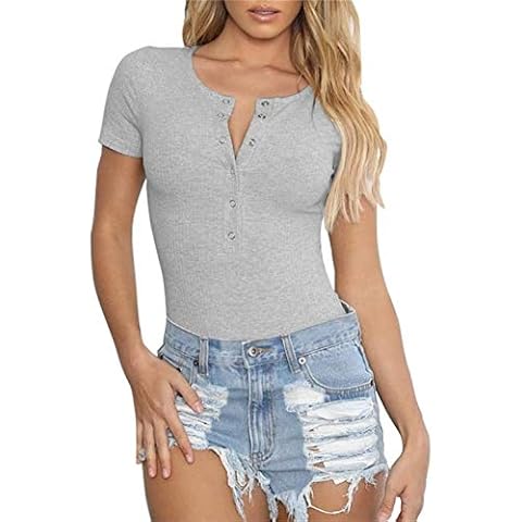 Artfish Women's Grey Short Sleeve Bodysuit Cover