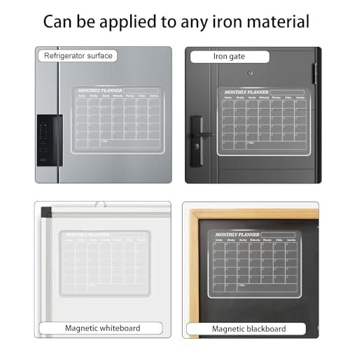 Magnetic Acrylic Refrigerator Calendar, 12" x 16" Clear Refrigerator Calendar Dry Erase Magnetic Refrigerator Planner Set with 5 Colored Highlighter Markers - Image 5