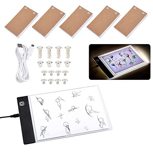 Cikonielf Dessin à la Main LED Conseil Ultra-Mince A6 Enfants USB Flip Book Kit Set Peinture Art Fournitures Planche à Dessin(USB)