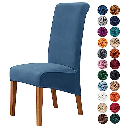 Odot Chair Covers Set of 2/4/6, Elastic Dining Chairs Seat Covers Washable Removable Dining Chair Covers Thickened Plush High Back Stretch Chair Cover for Restaurant (Set of 6,Jewel Blue)