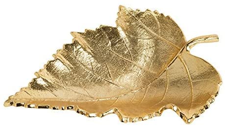 Purestory 9.25 Inch Gold Leaf Decorative Serving Tray Platter.decorative Tray For Center Table.centerpiece Bowl For Home Decor - Gold #TOP15