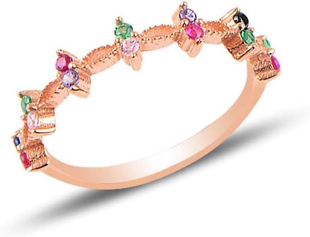 Gümüş rose mix taşlı crown yüzük