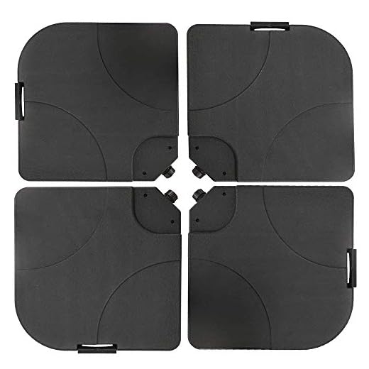 4-Piece Cantilever Offset Patio Umbrella Stand Square Base Plate Set, Fills Up to 200lbs w/Carry Handles - Black