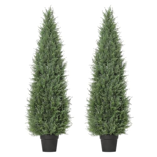 2 Pack Artificial Cedar Topiary Trees Outdoor - 3 FT