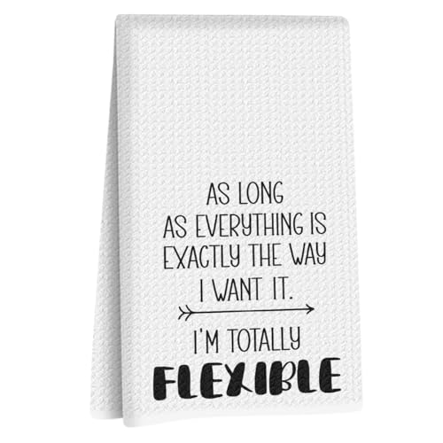 Image of Hanamiya Na Funny Kitchen Towels 24x14 Inch, Sarcastic Sayings Reusable Dish Towels for Kitchen Bathroom Decor, Funny Waffle Weave Absorbent Hand Cloth Tea Towel, Sarcastic Gifts for Women Friend