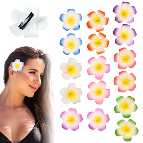 FUIPVGI 16 Piezas Flor Horquillas, Frangipani Clips, Hawaianas Pinzas Pelo de Flor, Boda Tocado Pinza, Flamenca Tocados Novia, Tocados Novia, para Fiestas Sevillana Boda Fiesta (8 Colores)