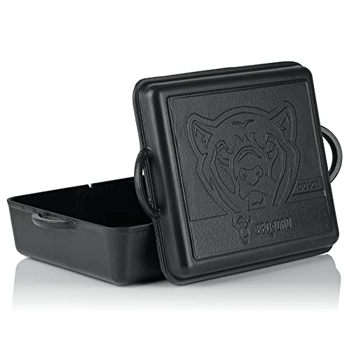 BBQ-Toro Dutch Oven Pan Emaille Serie | Emailliert | 10,5 Liter Gusseisen Kochtopf | Bräter mit Deckel, Gusstopf mit Bratpfanne | Feuertopf, Gussbräter, Grilltopf, Gusskessel, Schmortopf, Feuerkessel