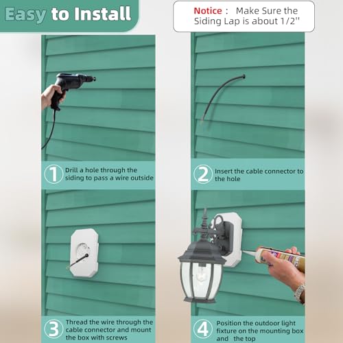 Vinyl Siding Mounting Blocks , Ease of Installation Built-in Electrical Box Outdoor Light Mounting Block, 8141DBL Siding Mounting Plate for 1/2 inch Lap Double and 4 inch Siding, White 1 Pack, Large by MINSN PTY - Image 3
