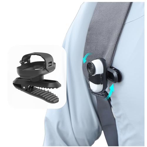 CERFFOOL Soporte para mochila con rotación de 360°, para Insta360 GO 3S GO 3, correa de hombro, clip de resorte, antivibración, anticaídas, accesorios para cámara de acción