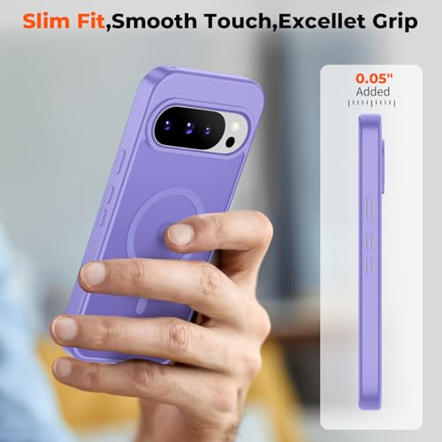 Image of SUPFINE Magnetic for Google Pixel 10 Pro XL Case with Screen Protector, (Built-in Magnets) ((Military Grade Drop Protection) Slim Translucent Shockproof Phone Case,Purple