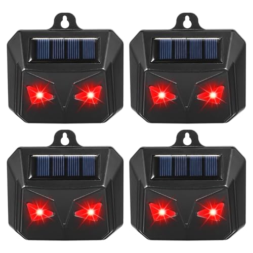2026 Upgraded Solar Predator Control Light, 4 Pack Predator Eyes Nocturnal Animal Repeller, Red LED Coyote Fox Deterrent for Chicken Coop Defense, Skunk Raccoon Deer Repellent for Farm & Garden