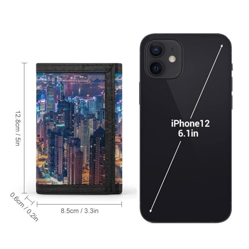 Hong Kong Print Trifold Wallet with ID Window & Key Ring | Slim Front Pocket Wallet with 8 Card Holder2