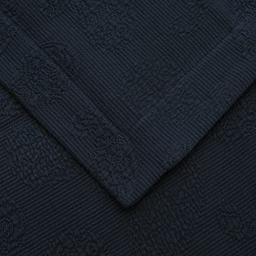 Image of BNM Oversized Paisley Matelasse Cotton Bedspread, Jacquard Weave, Soft and Breathable, All-Season, Cozy and Lightweight, Perfect for Master or Guest Bedroom, Matching Pillow Shams, Navy Blue, Full