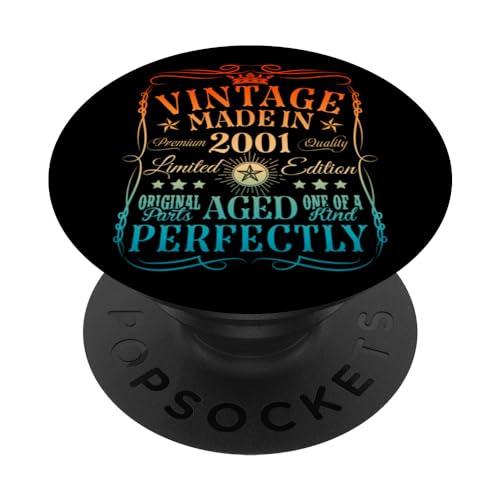 Decoraciones vintage de cumpleaños número 23 vintage 2001 23 cumpleaños PopSockets PopGrip Intercambiable