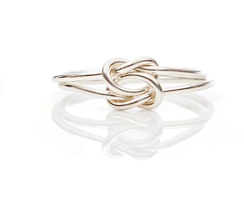 Double Knot Ring, Sterling Silver Ring, Double Love Knot Ring, Promise Ring, Friendship Ring, Two Strand Knot Ring, Stacking Ring-image-2