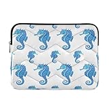 Ewusp Funda protectora para portátil de 40 x 30 x 2 cm, impermeable, a prueba de golpes, con diseño de caballitos de mar azules