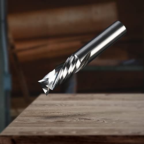 Zahyox Up Down Compression Spiral Cnc Bit, Solid Carbide Straight Router Bit, 1/2" Cutting Dia, 1/2" Shank, 1-1/4" Cutting Length, 3" Overall Length, Cnc Router Bits, Cnc End Mill #TOP4