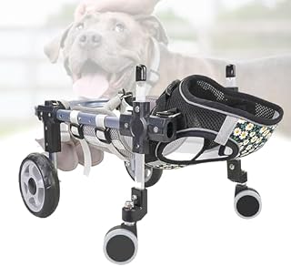 Genérico Cochecito Ligero y Ajustable para Perros de 2 o 4 Ruedas, Ayuda para la Movilidad de Mascotas con discapacidad, Soporte para Las Patas traseras, Color Negro, tamaño Mediano, Ideal para Mayor