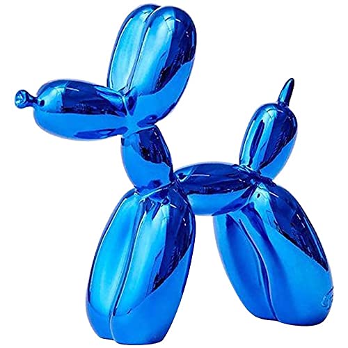 KKLT Scultura Cane Palloncino 10 Colori Polyresin Finitura Metallica, Modello Artigianato per Desk Casa-Blu Scuro 10x10x4cm(4x4x2inch)