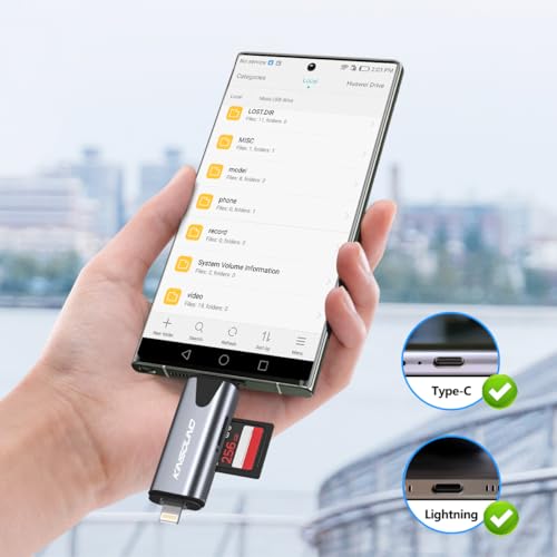 Image of Kinsound Metal Body 4 in 1 with OTG, SD&TF Card Reader for iPhone with Type C,Lighting,Portable Memory Card Reader.Compatible with TF,SD,SDHC,SDXC,MMC,RS-MMC,Micro SDXC for iPhone & Android Phone