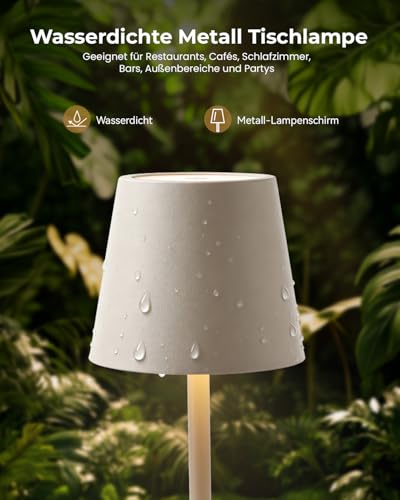 Bonsery Tischlampe Kabellos 2 Stück, Akku Tischleuchte Kabellos mit 3 Farbtemperatur Dimmbar… – Ansicht 5