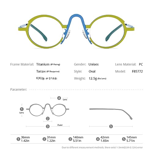 Image of FONEX Colorful Pure Titanium Glasses Frame Women Retro Round Eyeglasses