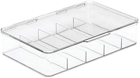 mDesign Storage Box for Craft Supplies - Great Arts and Crafts Organiser with 5 Compartments - Craft Sorting Box Perfect for Glass Beads, Moss Rubber and Cloth Tapes - Transparent