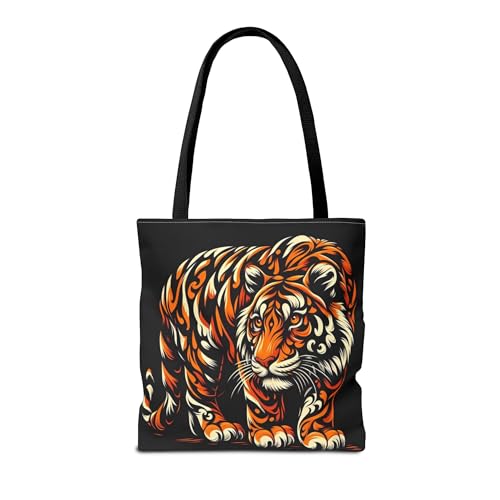 Premium Orange and Black Camouflage Tiger Tote Bag with Reinforced Stitching2