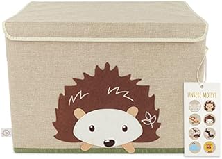 Bieco Storage Box with Lid, Hedgehog Motif, 65 Litres, Foldable, approx. 36 x 36 x 51 cm, Large Toy Boxes, Children's Storage Box, Changing Table Organiser