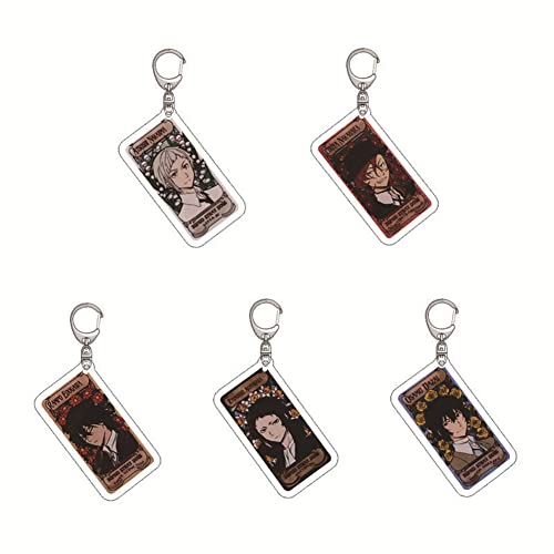 Nonuin Bungo Stray Dogs Porte-clés Boucle Anneau, Anime Cosplay Acrylique Porte-clés Pendentif Ornement Cadeau 5 Pièces Cover