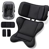TinlyFinly Infant Insert Compatible with Doona, Graco, Britax, Chicco, Evenflo Car Seat, Adjustable Baby Head Body Support Cushion for Newborn to Toddler, Fits Infant Car Seat and Stroller (Black)