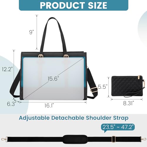 Image of LOVEVOOK Laptop Bag for Women 15.6 inch Canvas Laptop Tote Bag, Large Capacity Work Bag with Clutch Purse, Computer Bag Office Business Briefcase, Casual Handbag for Travel College Teacher School