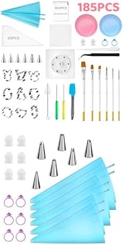 Kasmoire 24pcs Reusable Piping Bags And Tips Set&185pcs Easter Cookie Decorating Kit