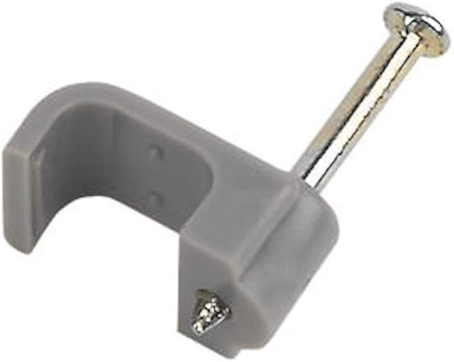 Merriway BH02511 (100 Pcs) Twin and Earth Flat Cable Clip, Grey 2.5 mm - Pack of 100 Pieces