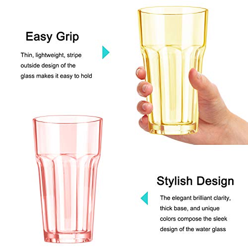 Yoojam 13Oz Plastic Drinking Glasses Tumblers Cups Glassware Kitchen Highball Water Juice Drinkware Set For Kids Unbreakable Bpa Free Dishwasher Safe 4 Assorted Colors #TOP3